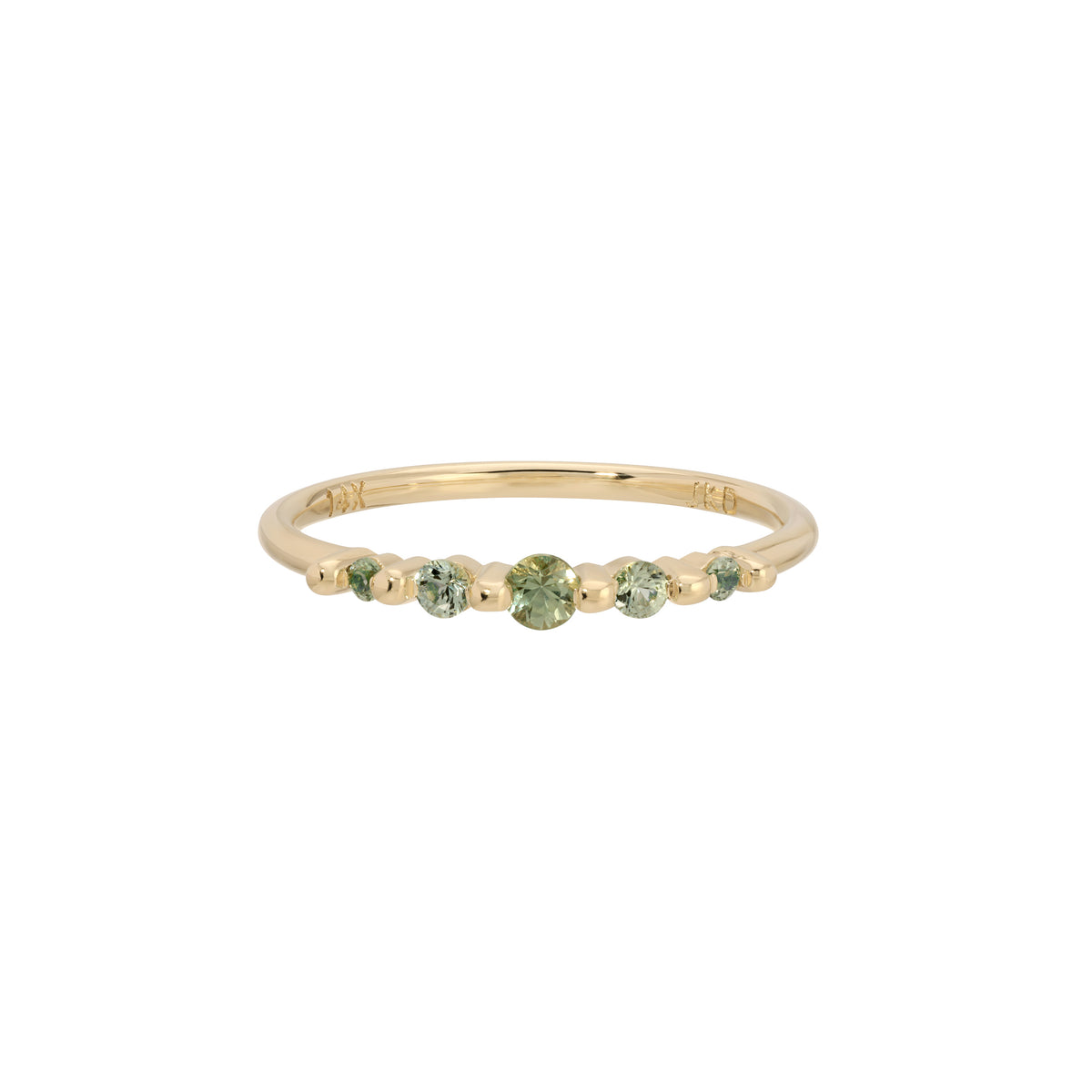 Green Sapphire Crown Pebble Band