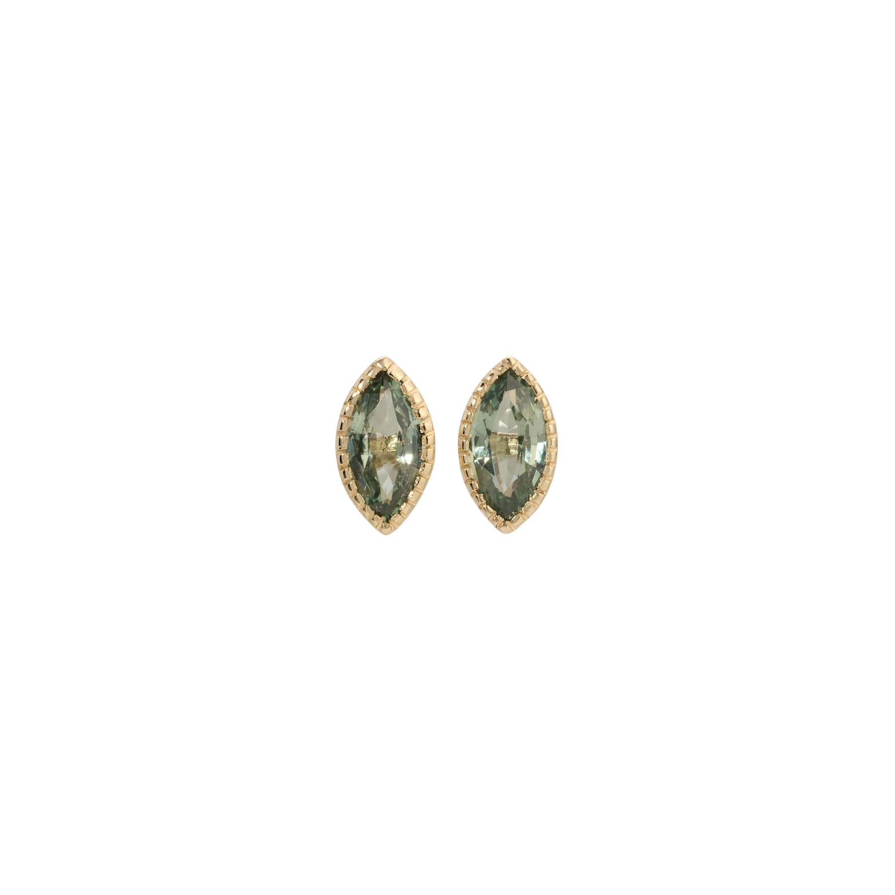 Green Sapphire Marquise Earrings (Pair)