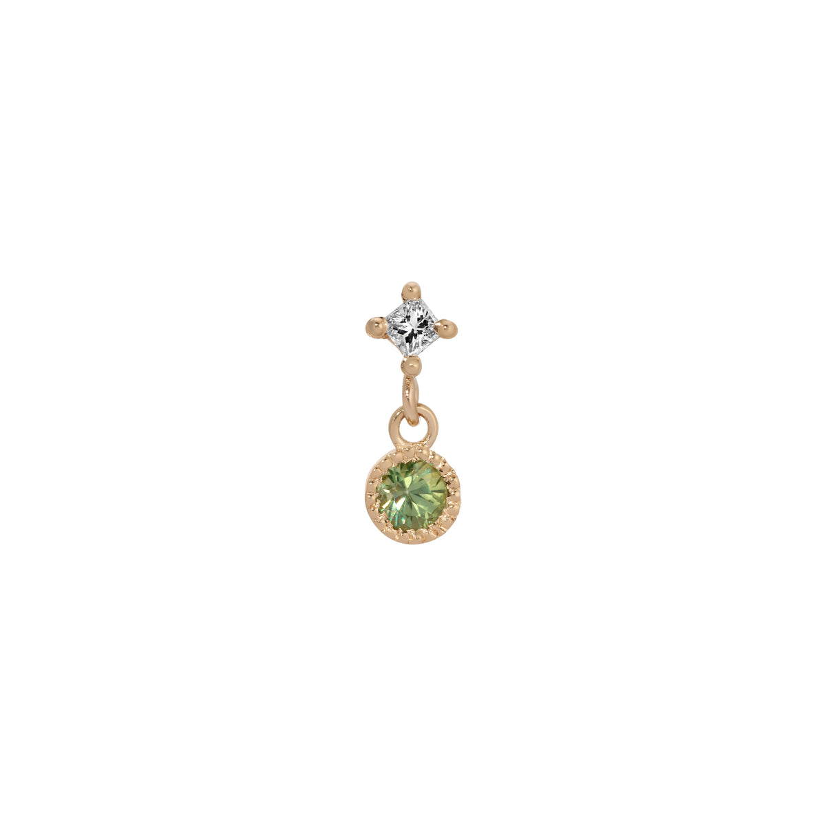 Green Sapphire PC Dangle Earring (Single)