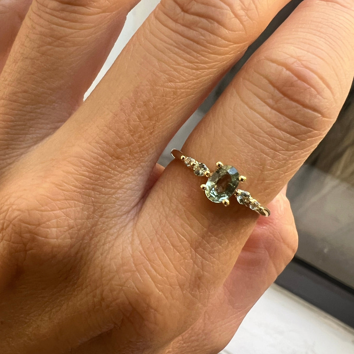 Green Sapphire Pebble Ring