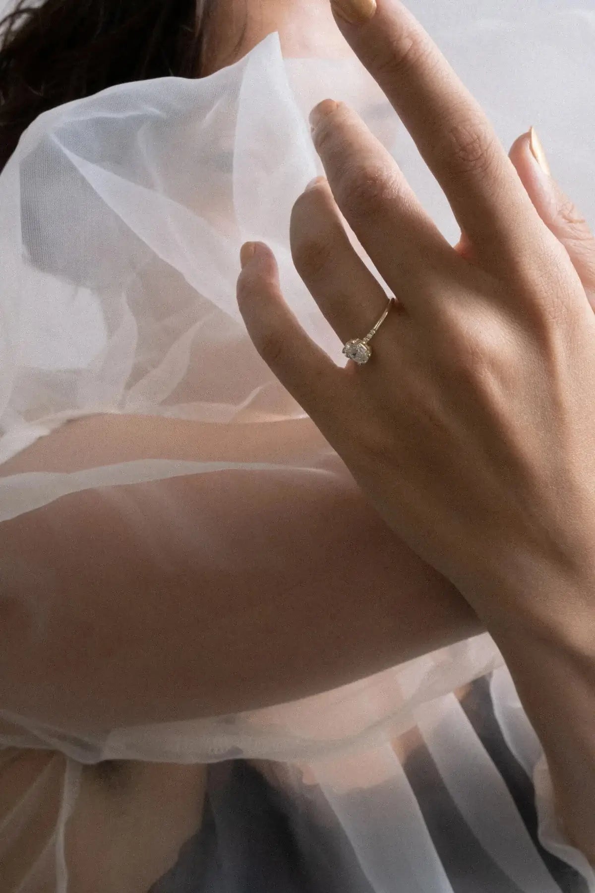 Model Wearing Diamond Engagement Ring