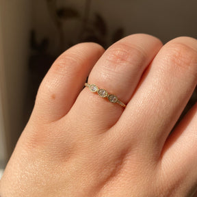 Oval Diamond Triplet Equilibrium Ring