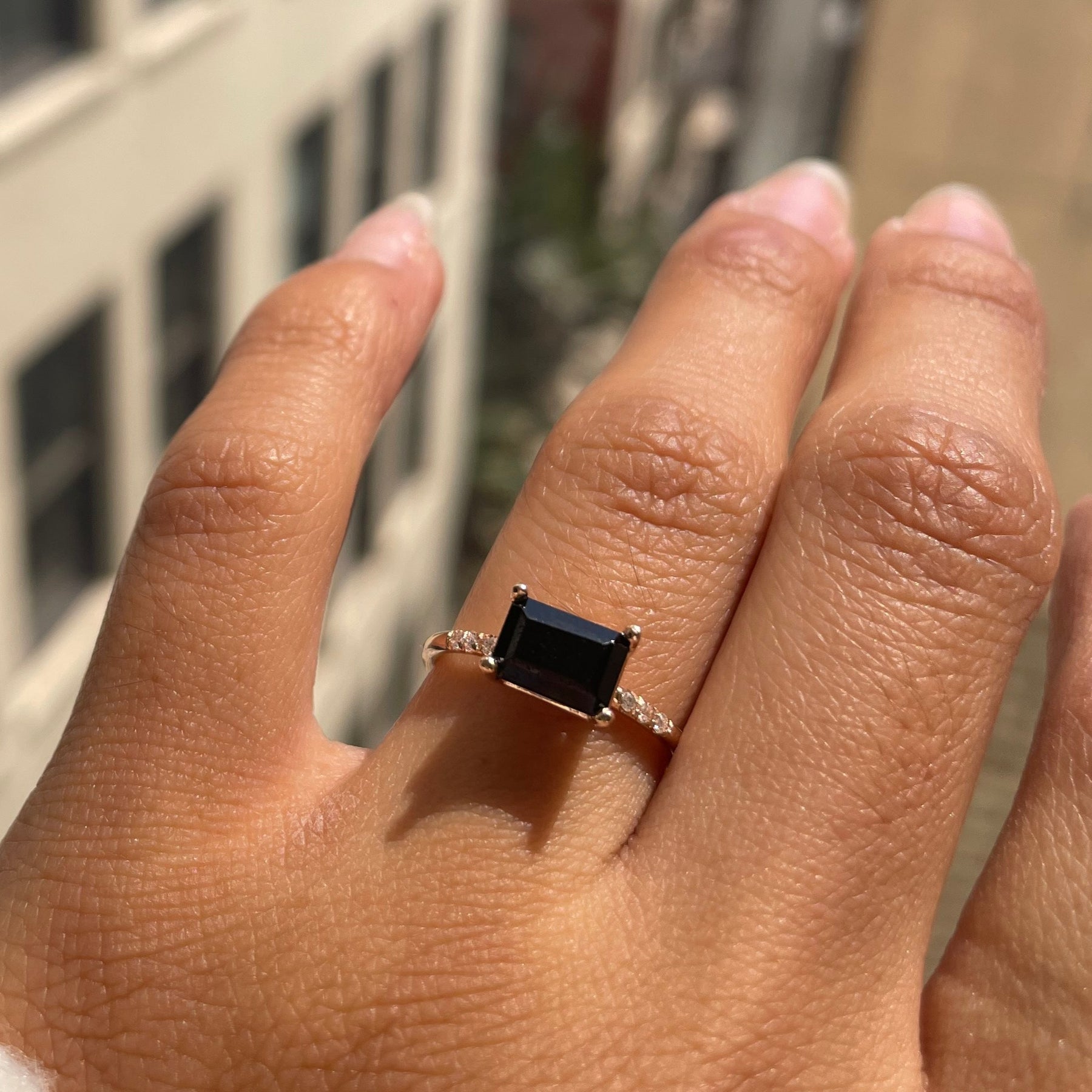 East West Equilibrium Onyx Ring