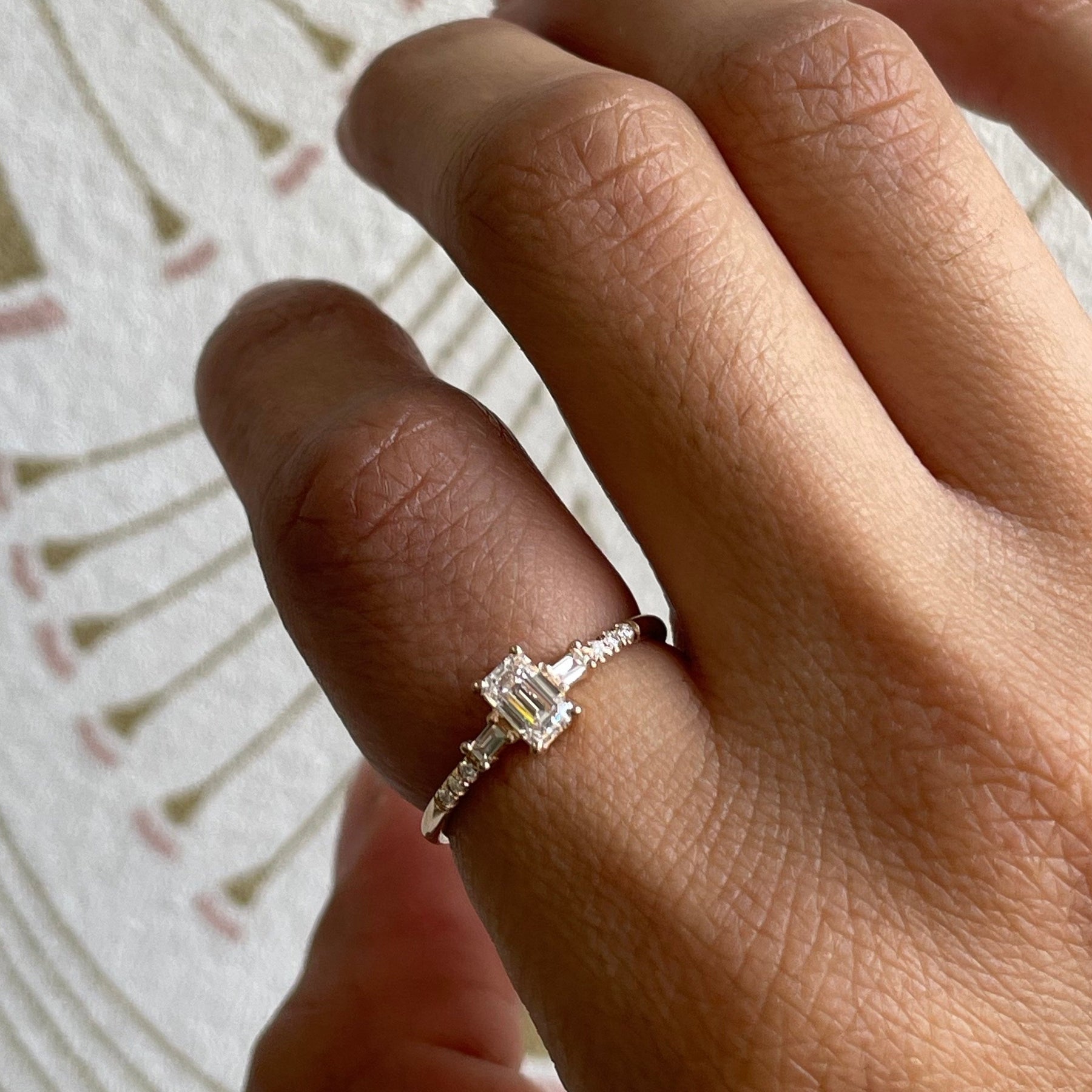 Emerald Cut Diamond Engagement Ring White Gold Diamond Ring - Etsy Norway