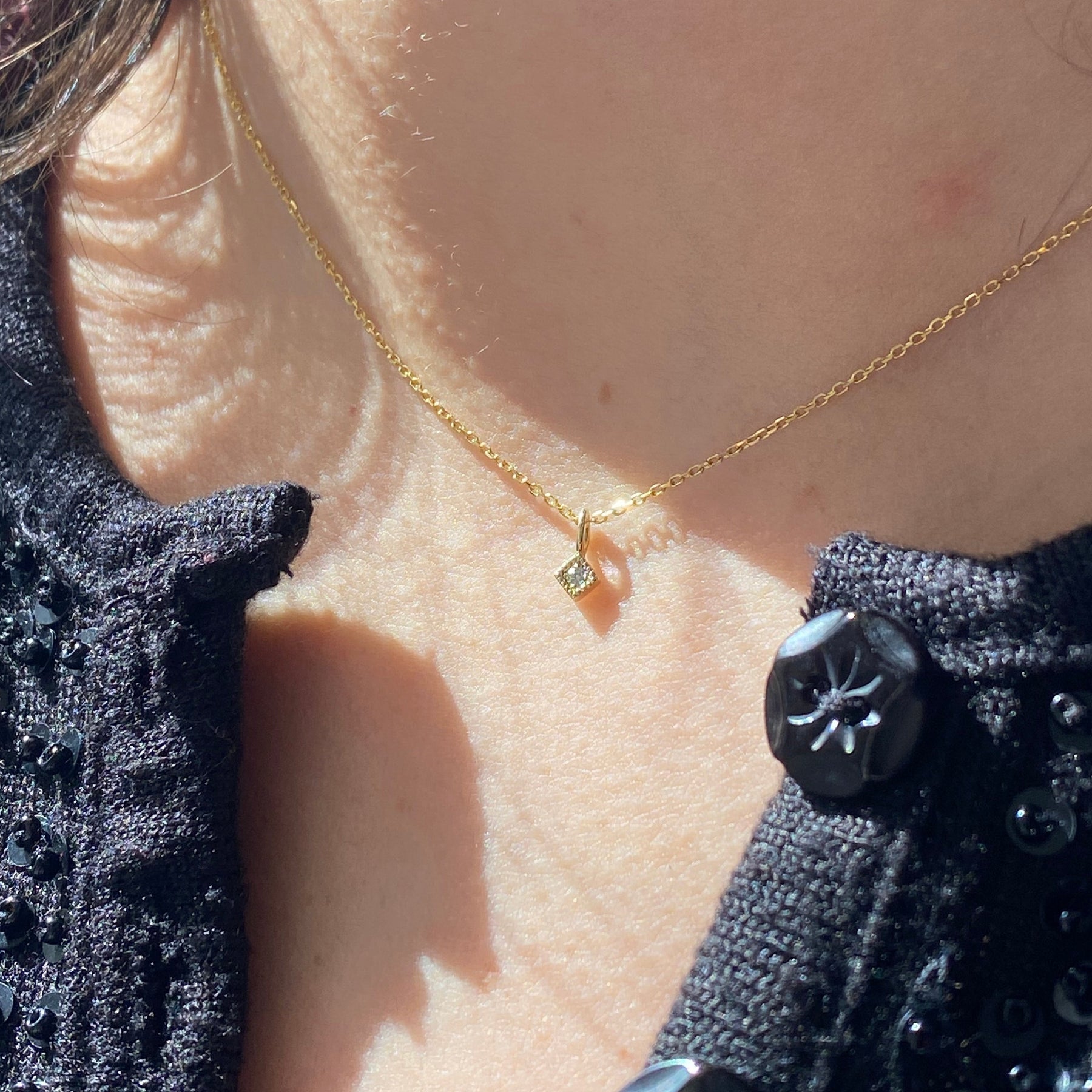Diamond Mini Square Necklace