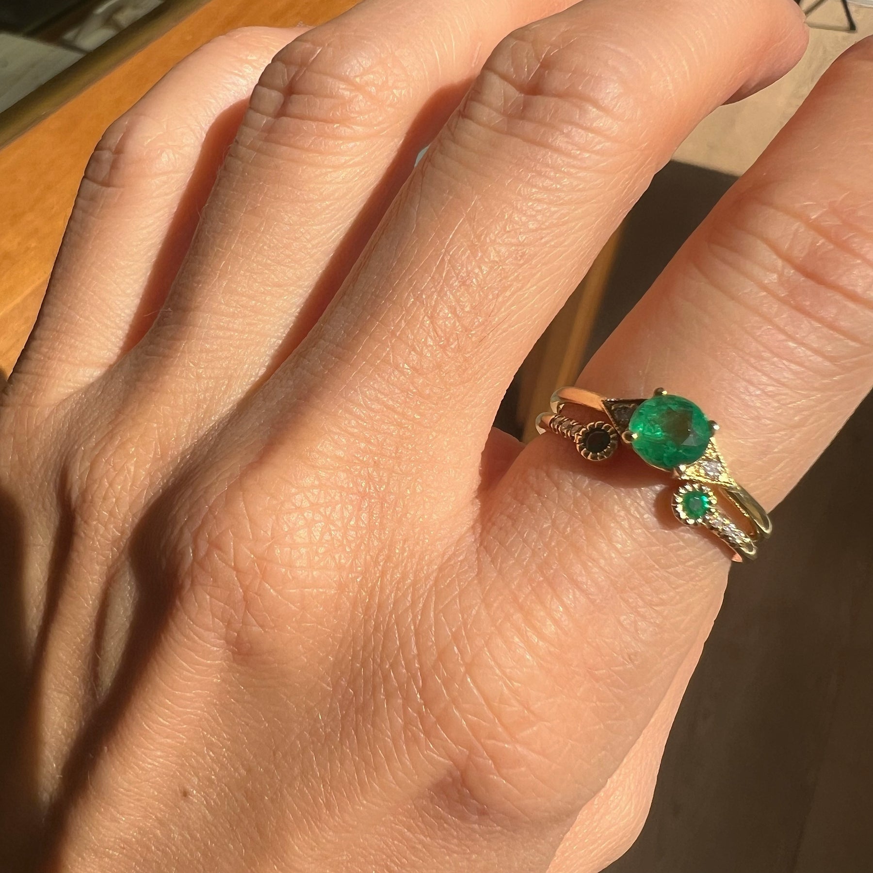 Emerald Bezel Equilibrium Cuff Ring