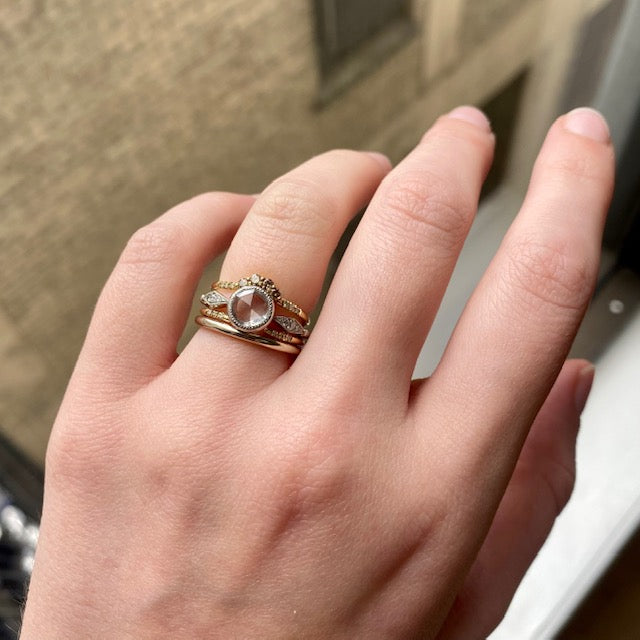 Rose Cut Diamond Beaded Ring (OOAK)