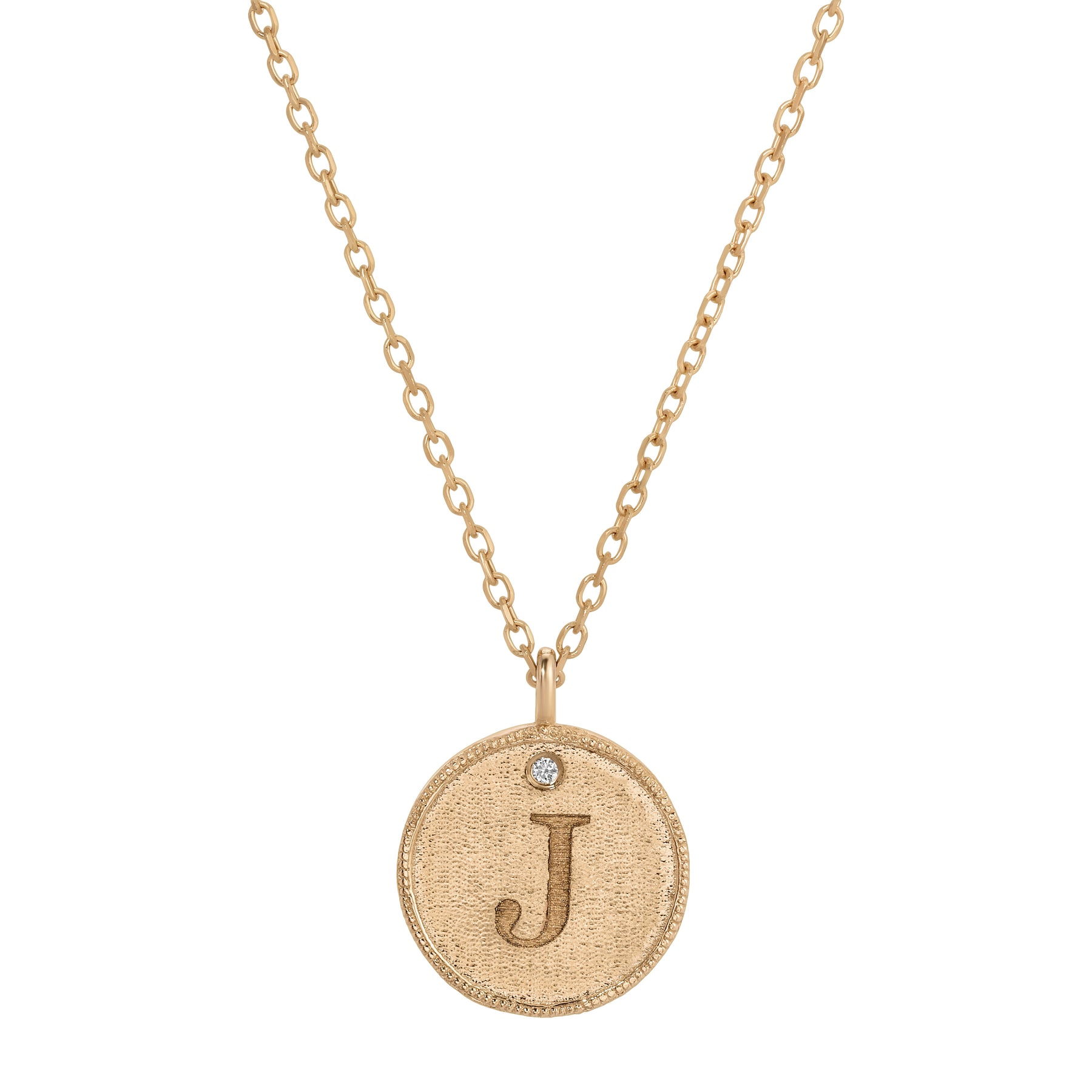 Round Milgrain Signet Necklace