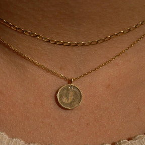 Round Milgrain Signet Necklace