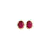Ruby Oval Milgrain Earrings (Pair)
