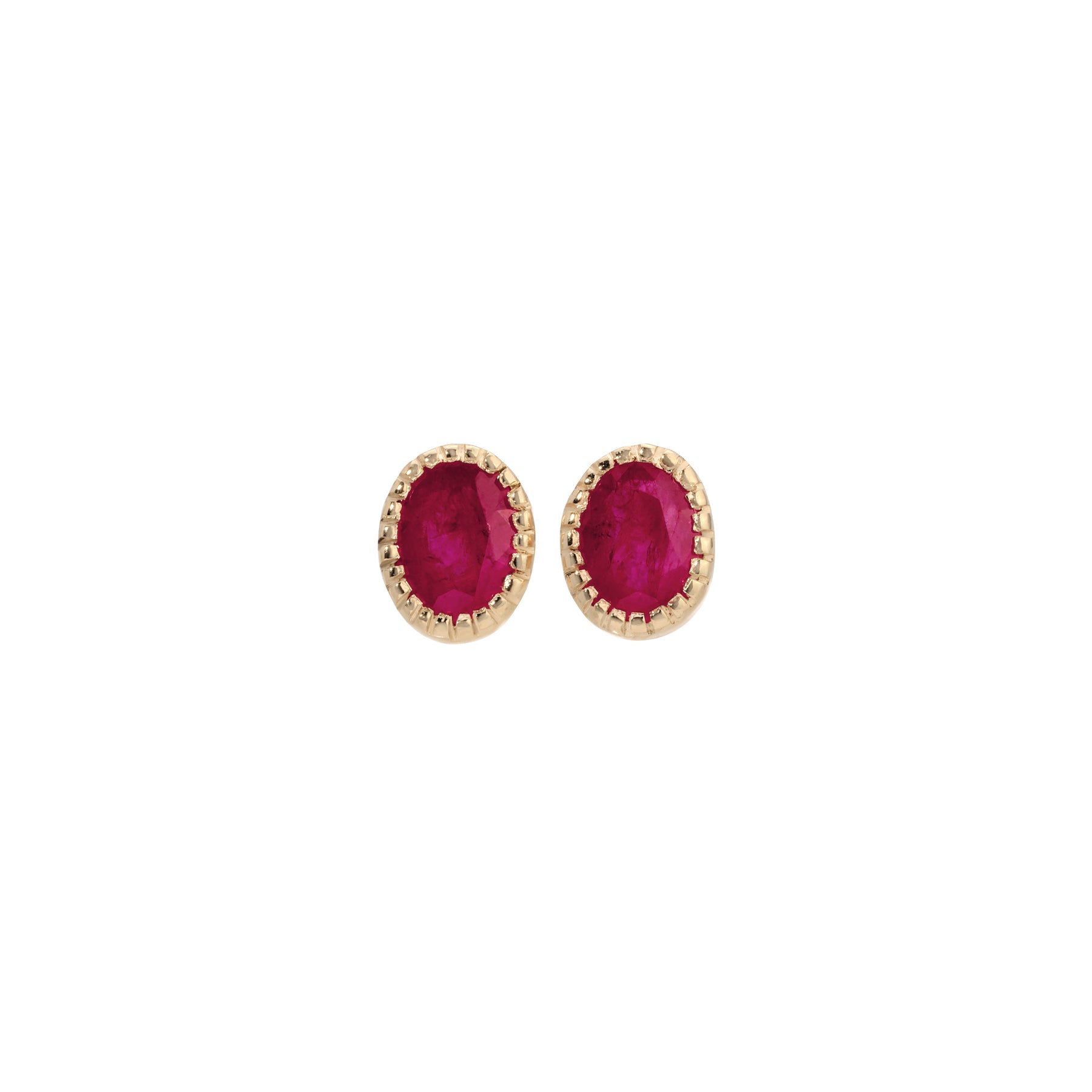 Ruby Oval Milgrain Earrings (Pair)