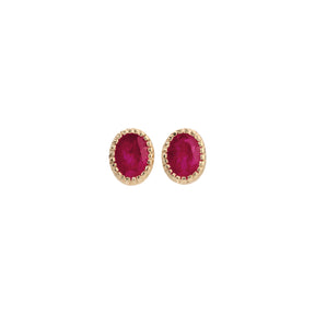 Ruby Oval Milgrain Earrings (Pair)