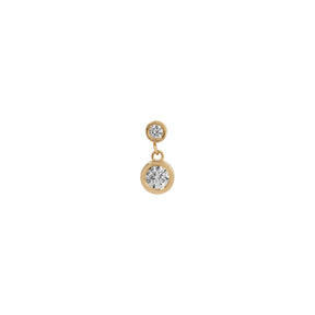 White Diamond 2 Bezel Dangle Earring (Single)