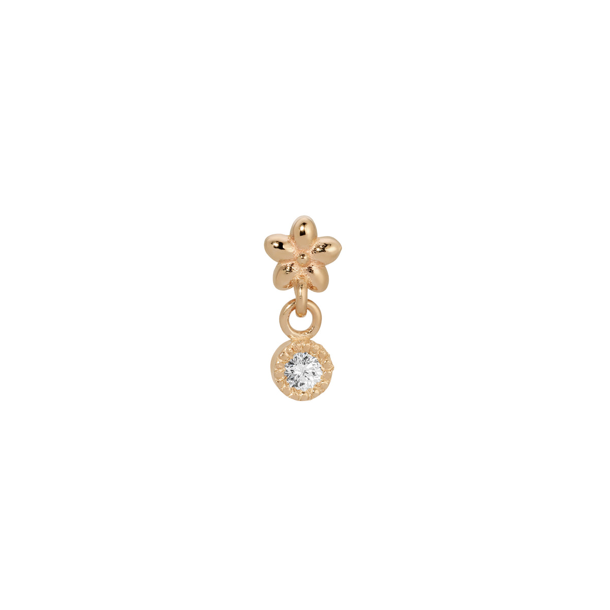 White Diamond Flower Dangle Earring (Single)