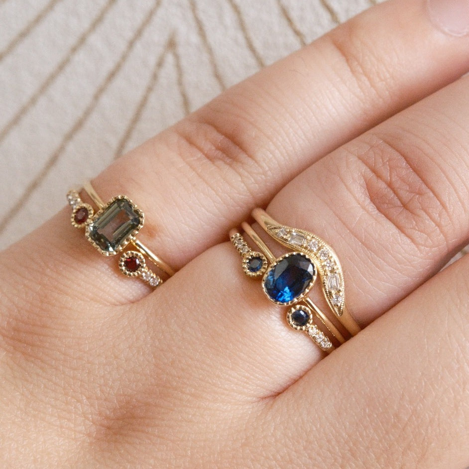 Oval Blue Sapphire Wisp Ring