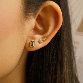 Emerald Cut Green Sapphire Wisp Earrings (Pair)