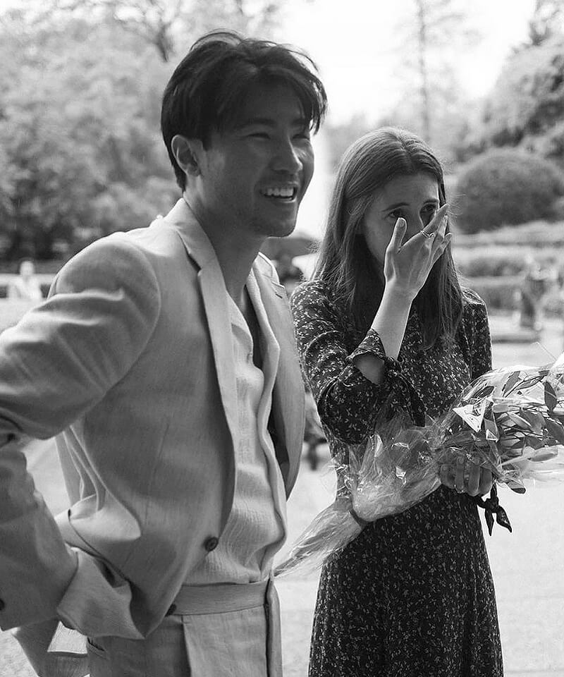 Jennie Kwon Designs customer image featuring a just-engaged couple