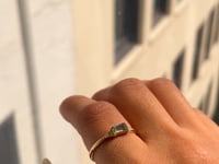Emerald Cut Green Sapphire Deco Ring