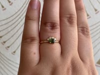 Green Sapphire Diamond Arch Ring