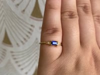 Emerald Cut Blue Sapphire Deco Ring