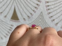 Rose Cut Oval Ruby Square Deco Ring