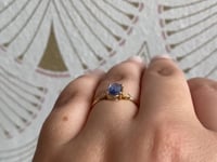 Rose Cut Oval Blue Sapphire Square Deco Ring