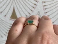 Emerald Cut Emerald Square Deco Ring