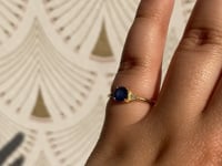 Round Blue Sapphire Deco Ring