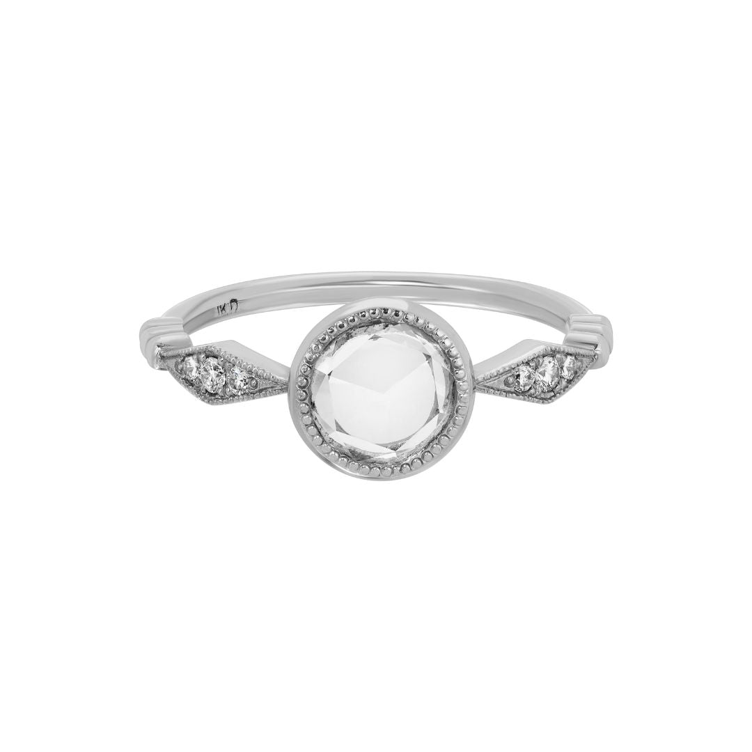 Rose Cut Diamond Marquise Beaded Ring (OOAK)