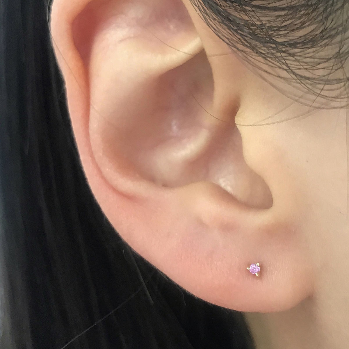 1.5 mm Pink Sapphire Dot Stud Earrings
