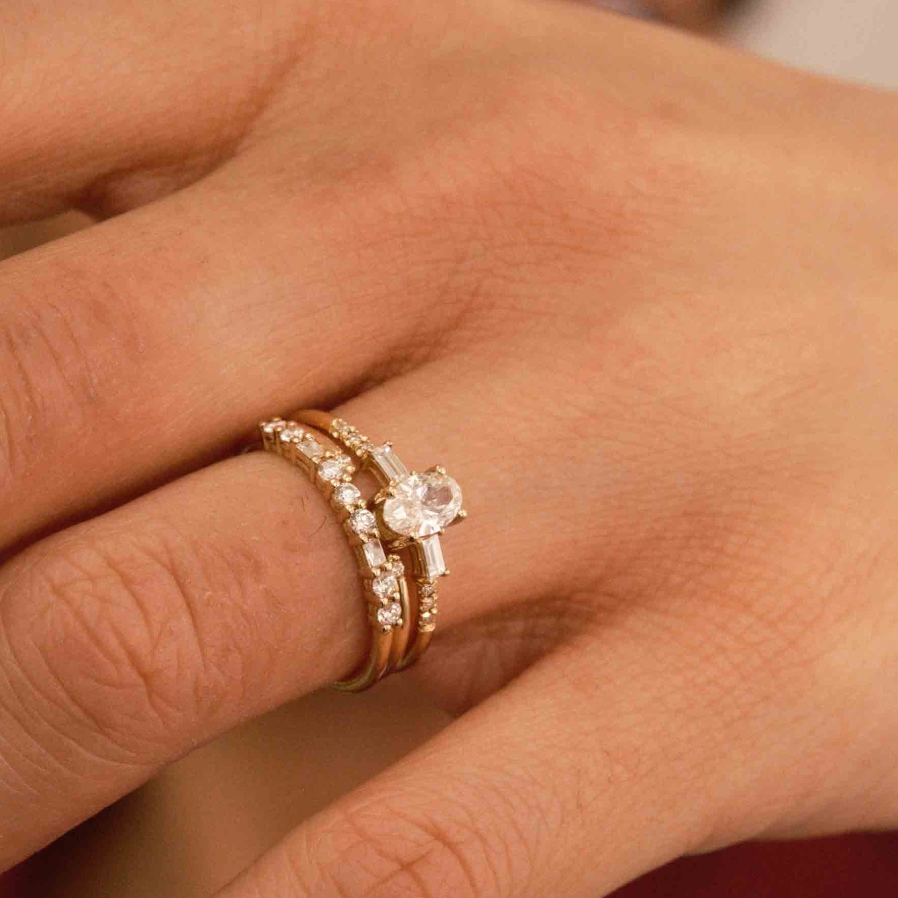 Oval Diamond Melody Baguette Equilibrium Ring