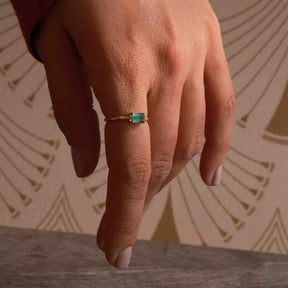 East West Equilibrium Emerald Ring