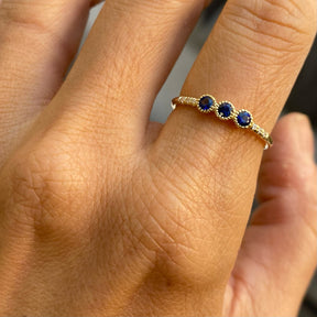 3 Blue Sapphire Ring