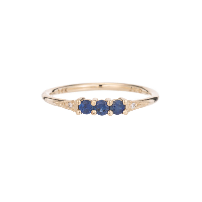 3 BLUE SAPPHIRE DECO RING