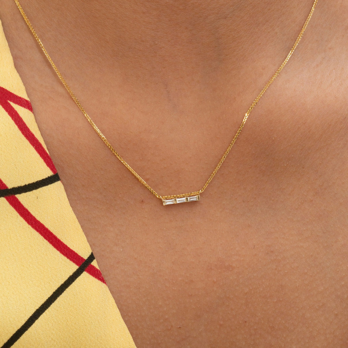 3 Baguette diamond Necklace