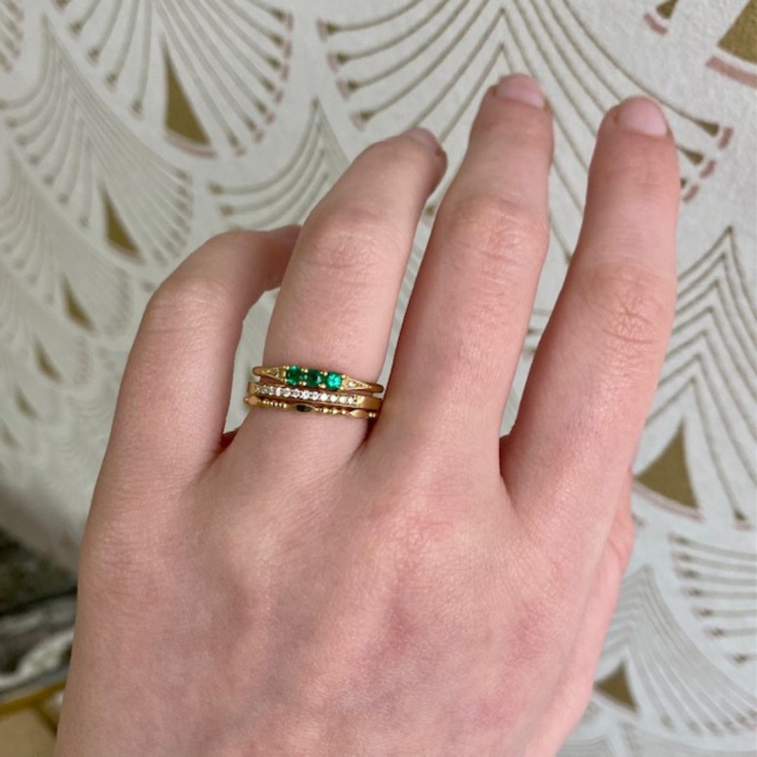 3 Emerald Deco Ring