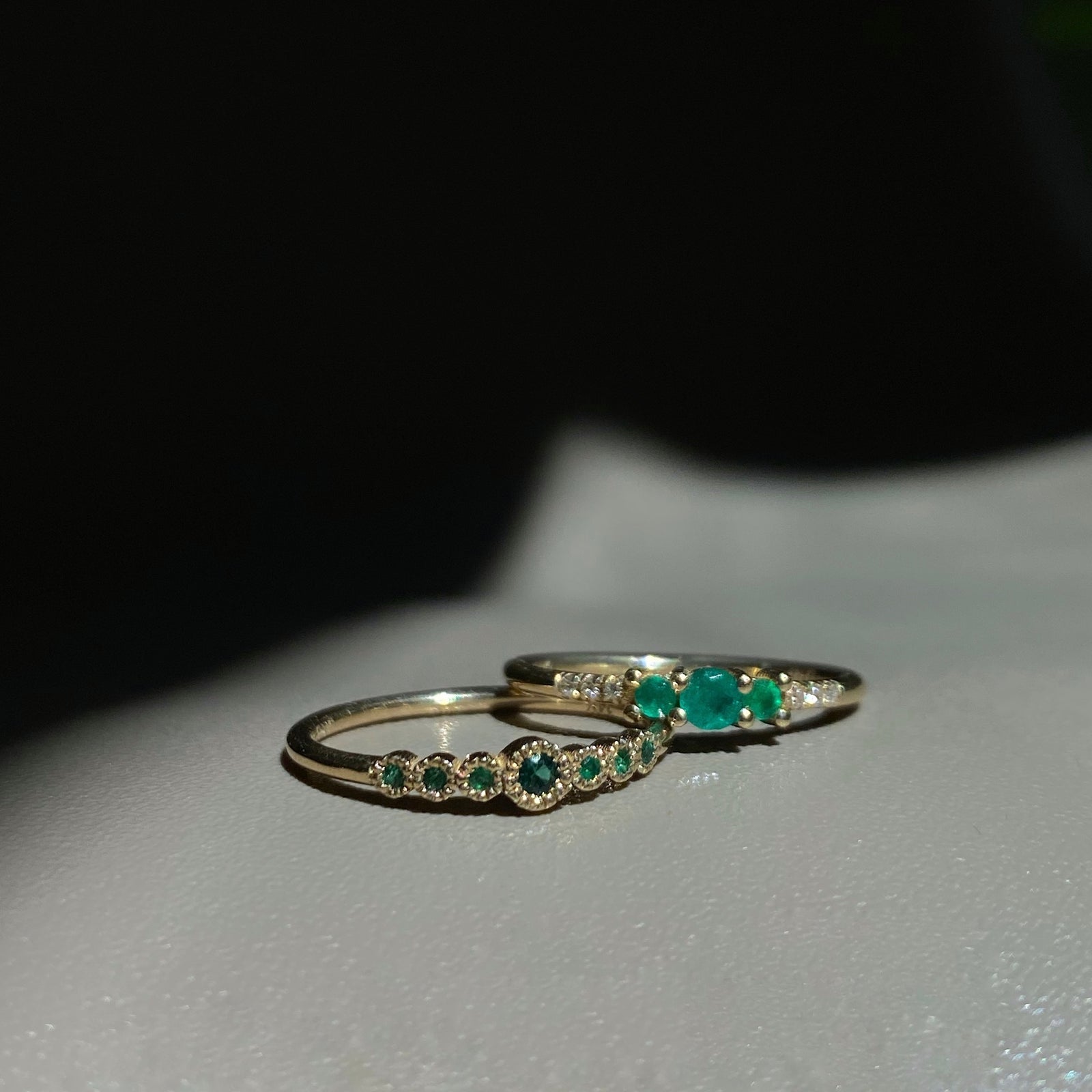 Emerald Trio Equilibrium Ring