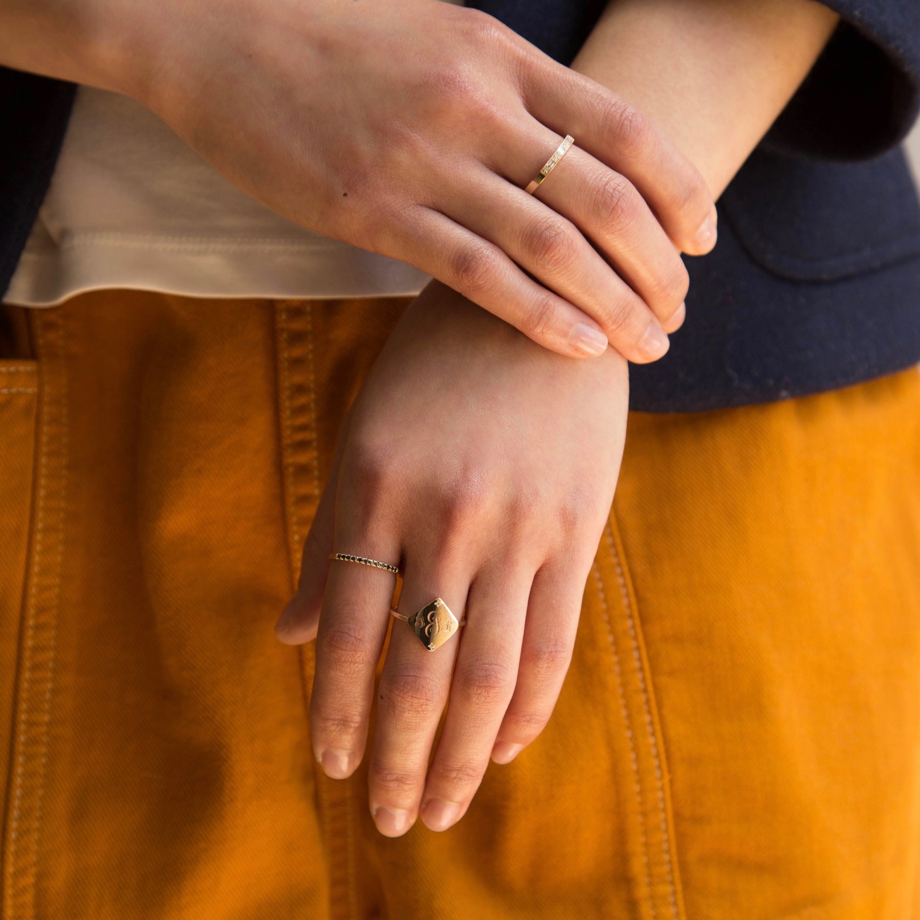 Square Diamond Guardian Signet Ring