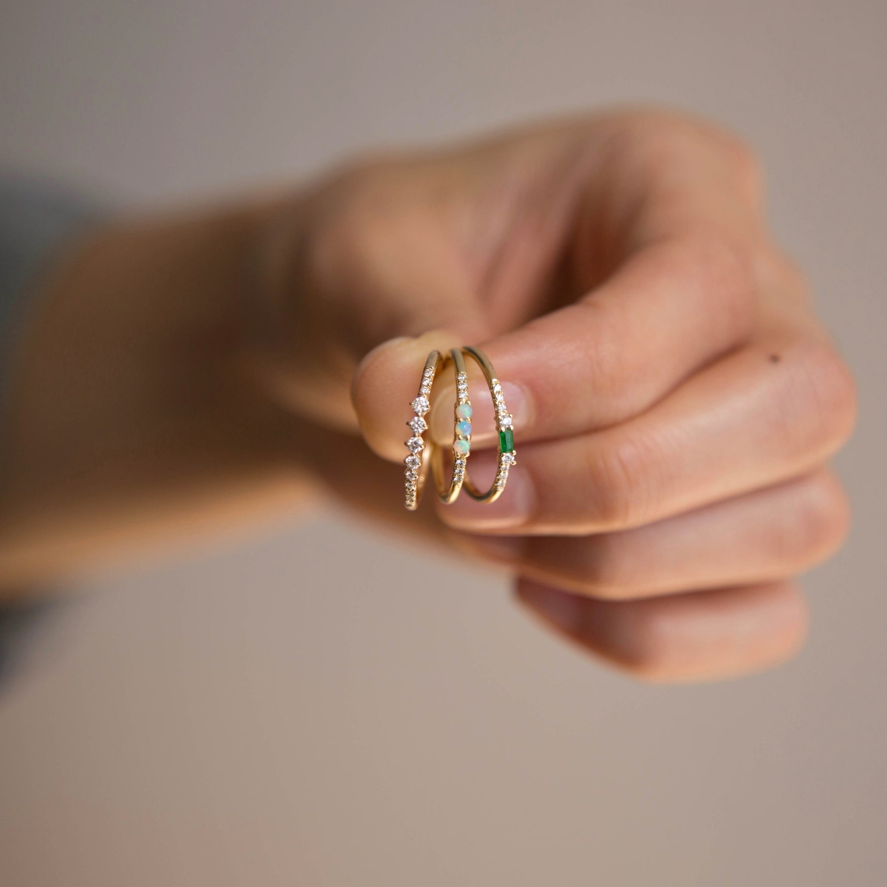 Baguette Emerald Petite Equilibrium Ring