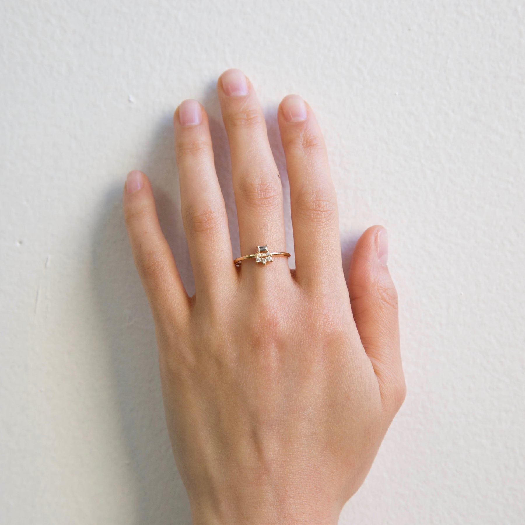 White Diamond Baguette Lace Ring