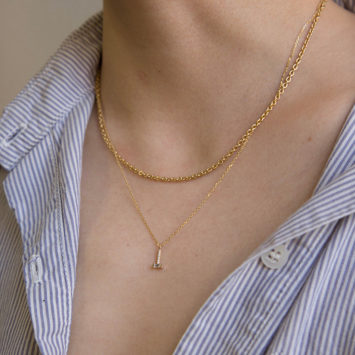 Baguette Diamond Drop Necklace