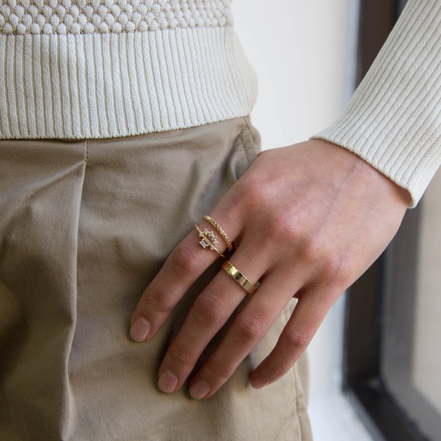 White Diamond Baguette Arch Ring