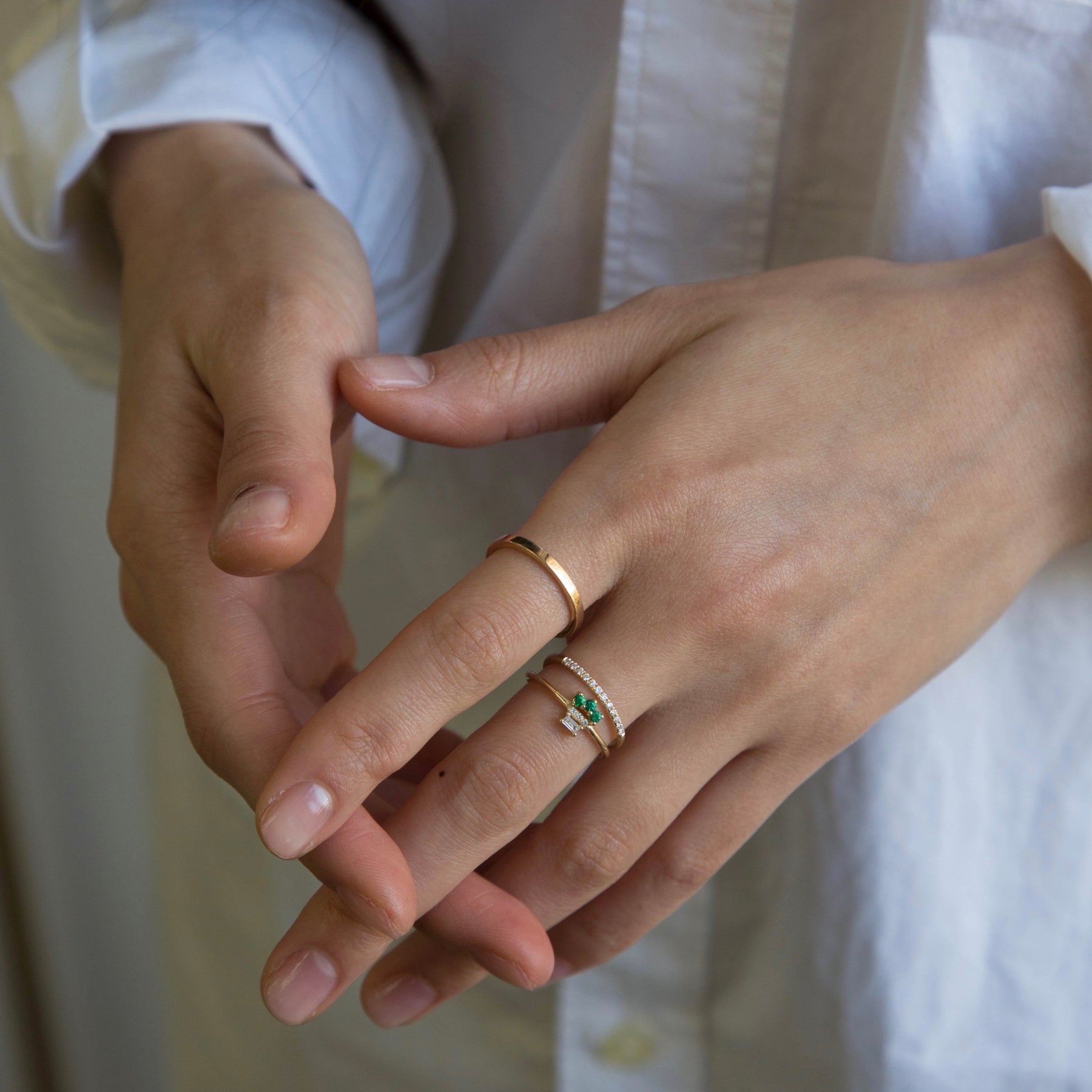 Emerald Baguette Lace Ring