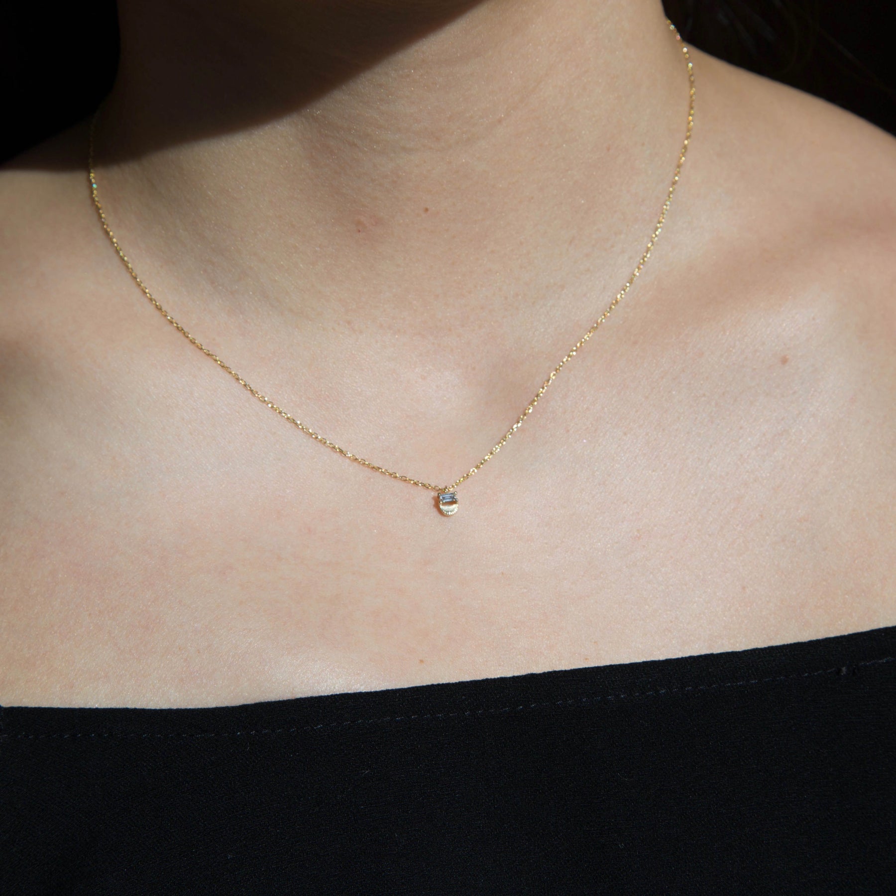 Baguette Half Moon Necklace