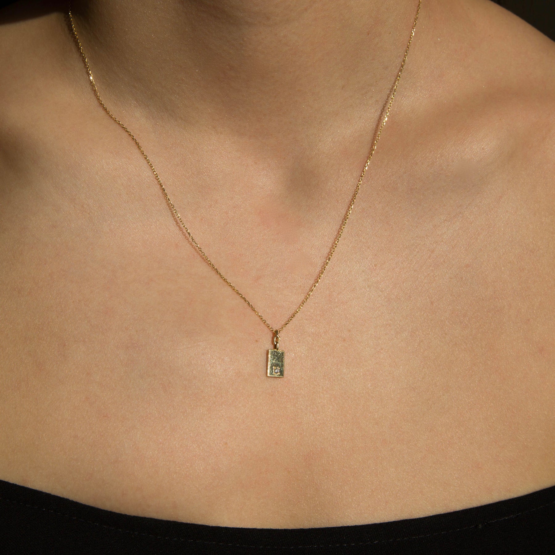 Rectangle Diamond Mirror Pendant