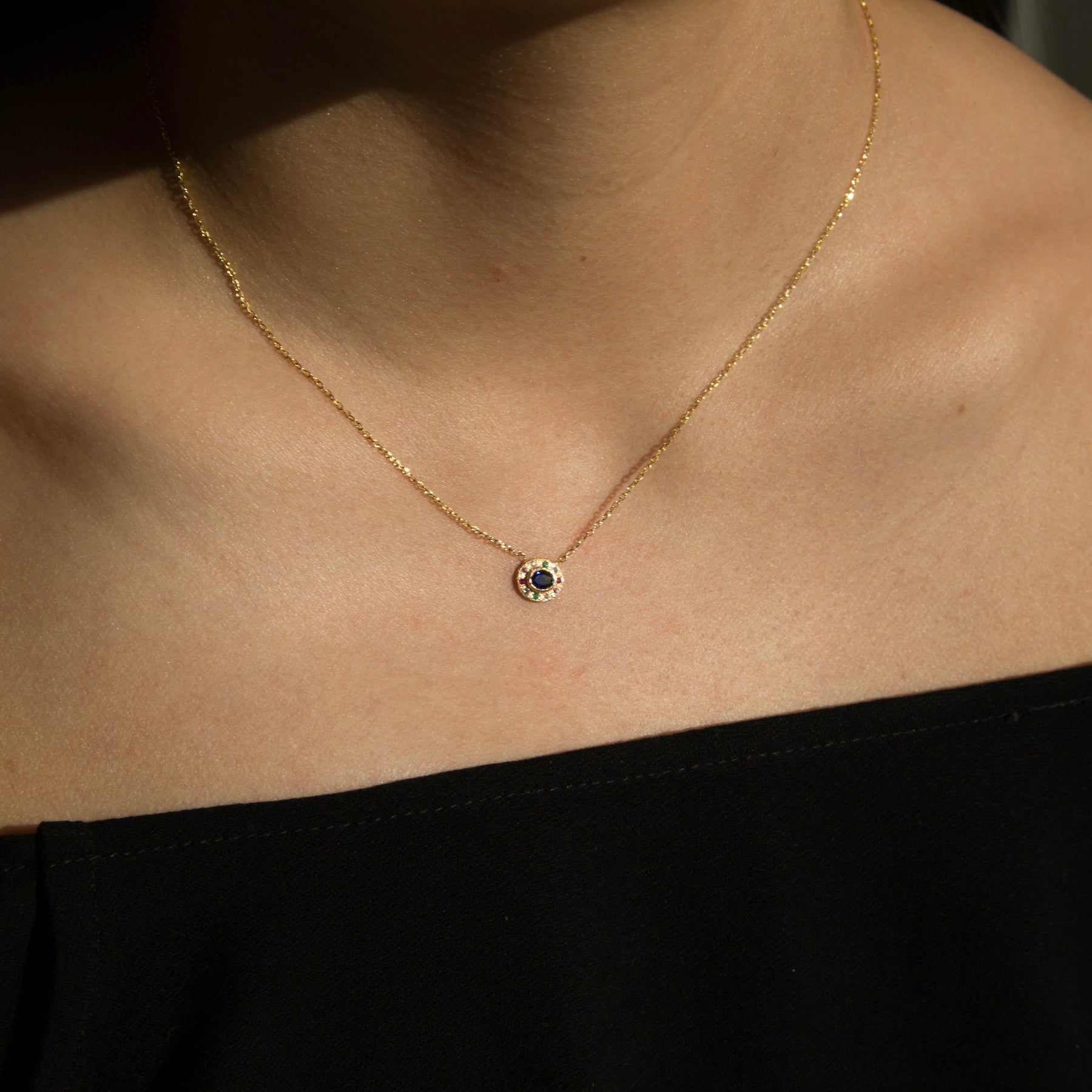 Sapphire Halo Necklace