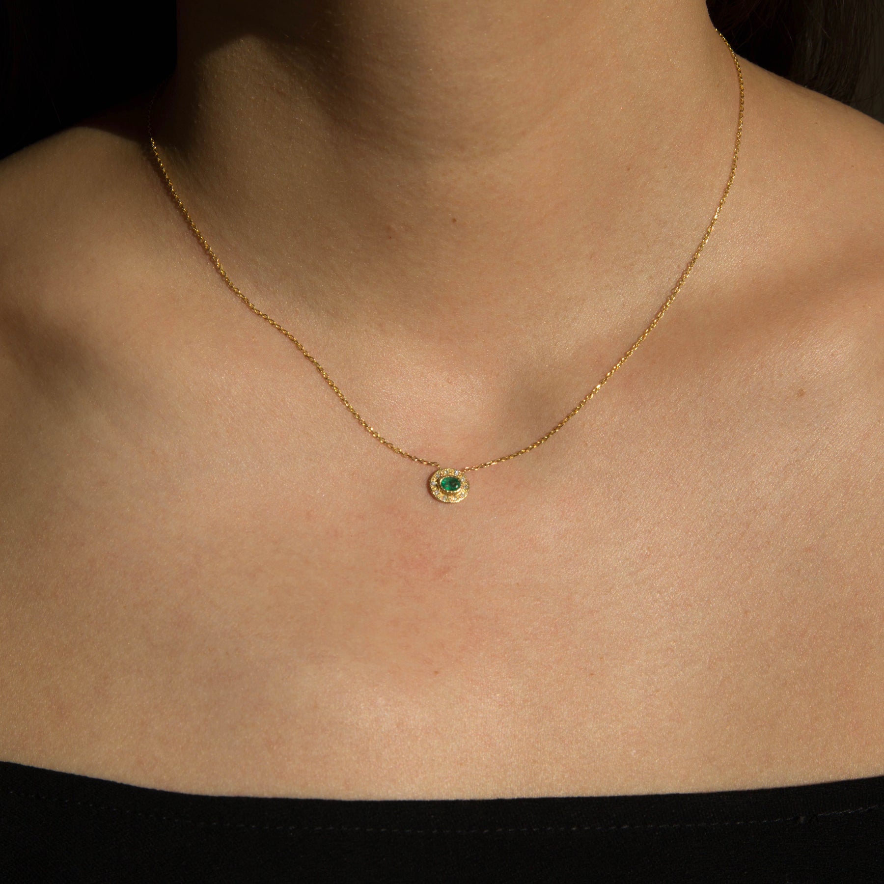 Emerald Halo Necklace