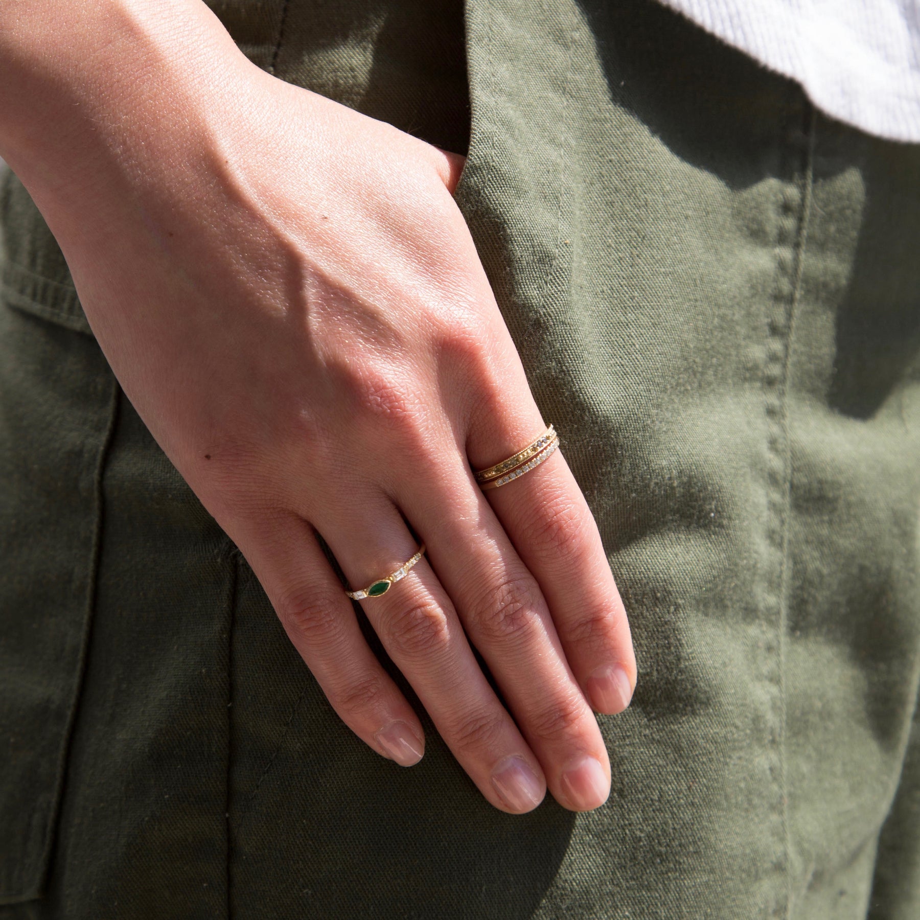 Emerald Marquise Baguette Equilibrium Ring