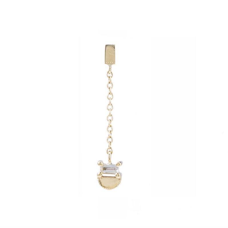 Baguette Half Moon Drop Earring (Single)