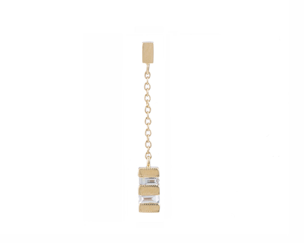 Baguette Stack Drop Earring (Single)